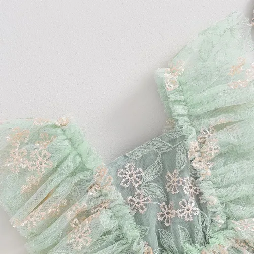 Miniatura 9 de Ursobutegl Mameluco de princesa para bebé recién nacida, vestido de malla bordado, elegante, tutú con falda, overol para cumpleaños