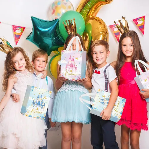Miniatura 6 de Locmeo 24 bolsas de recuerdo de fiesta con asas reutilizables no tejidas para dulces, bolsas de regalo para niñas y niños, cumpleaños, baby shower