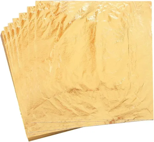 Miniatura 14 de YongBo Hojas de hojas doradas, 200 piezas de papel de aluminio dorado de 5.5 pulgadas para manualidades, pintura, dorado, slime, diseño de uñas