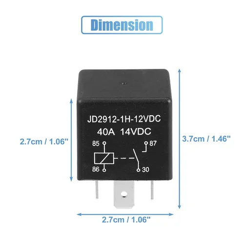 Miniatura 3 de X AUTOHAUX 2 unids Relé de coche 4 Pin 12V 40Amp SPST Modelo JD2912-1H-12VDC 40A 14VDC Interruptor de relé automotriz