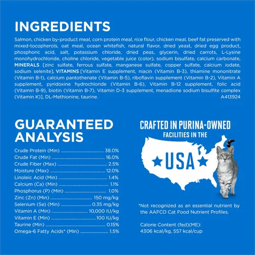 Miniatura 4 de Purina ONE Plus - Alimento para gatos con alto contenido de proteínas, salmón seco y pescado blanco del océano, fórmula para la salud de la piel