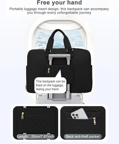 Miniatura 4 de Bolsa de lona de viaje, bolsa de fin de semana para mujer, R1-negro, Bolsa de viaje