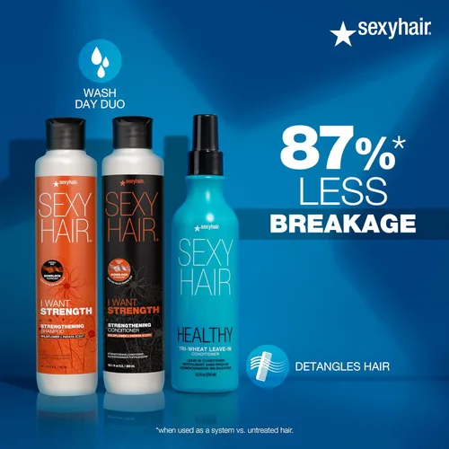 Miniatura 5 de SexyHair - Acondicionador saludable sin enjuague de trigo, hasta un 90% mejor desenredante, reduce la rotura, humedad, suavidad y brillo