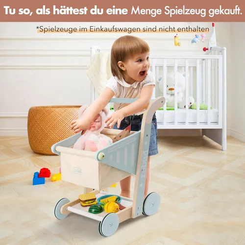 Miniatura 7 de ROBUD Andador de madera para bebés para niñas y niños, carrito de compras de madera para niños pequeños, juguetes de aprendizaje para niños de 10