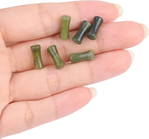 Miniatura 6 de JOE FOREMAN 30 cuentas naturales de jade verde oscuro de 0.197 x 0.472 in, cuentas de hueso de nudo de bambú para hacer joyas, energía energía Jade