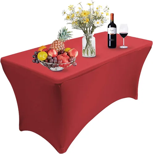 Miniatura 17 de Reliancer Mantel rectangular de elastano ajustado a la mesa para fiestas al aire libre, exhibición, DJ, banquetes, comerciantes, recepción de boda