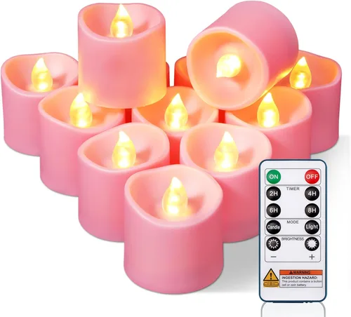 Miniatura 16 de Homemory Paquete de 12 velas sin llama votivas LED con control remoto de más de 400 horas, temporizador de 2/4/6/8 horas, velas de té que funcionan