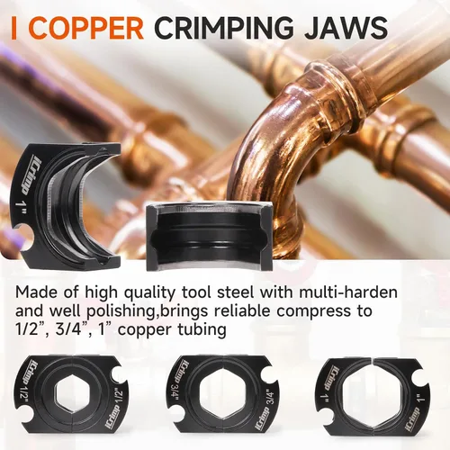 Miniatura 2 de iCrimp Herramienta de presión para tubo de cobre 1/4"-7/8" para líneas de refrigerante HVAC/R, conexión de ajuste hermético sin soldadura con anillo