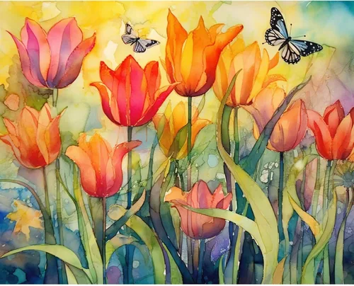 Miniatura 23 de Tucocoo Kits de pintura de paisaje de girasoles por números con pinceles y pigmento acrílico sobre lienzo para adultos, patrón de mariposas y flores