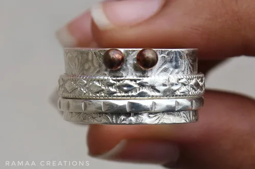 Miniatura 3 de Sterling Silver Spinner Ring Anxiety Spinner Ring Fidget Spinner Ring for Women Handmade Two Spinner Ring Sterling Silver 925