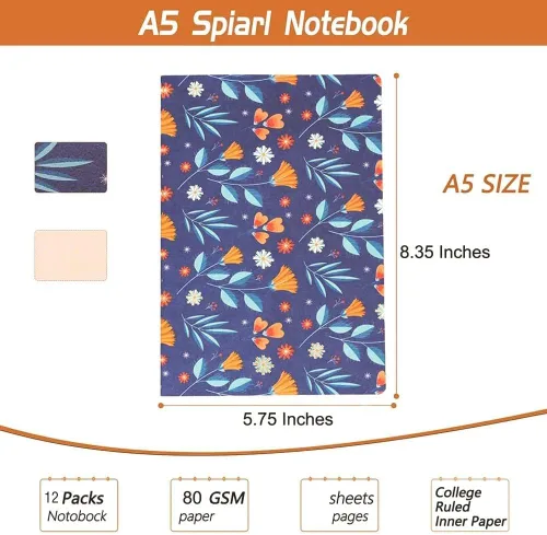 Miniatura 2 de Cuadernos de composición - Paquete de 12 con 60 páginas rayadas, 30 hojas, encuadernación cosida, libros de tapa dura con cubierta en relieve