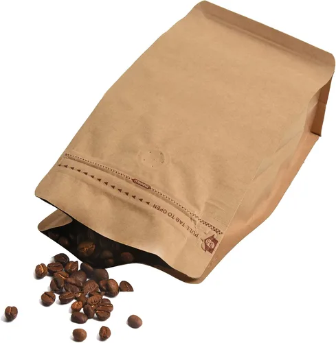 Miniatura 6 de Bolsas de café de papel kraft – Kraft de alta barrera y forro de aluminio – Bolsas de café de fondo plano con válvula de desgasificación, bolsas