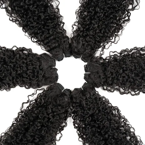 Miniatura 2 de 7 mechones de cabello sintético rizado tipo afro de 22, 24 y 26 pulgadas (7.76 oz) elaborado con fibra de alta temperatura.