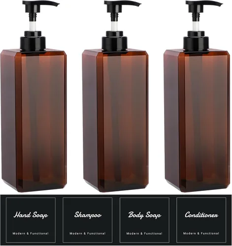 Miniatura 20 de Suream Botellas de prensa de bomba recargables de 9.5 onzas, dispensador de champú y acondicionador de plástico, botella vacía cosmética Azul pavo