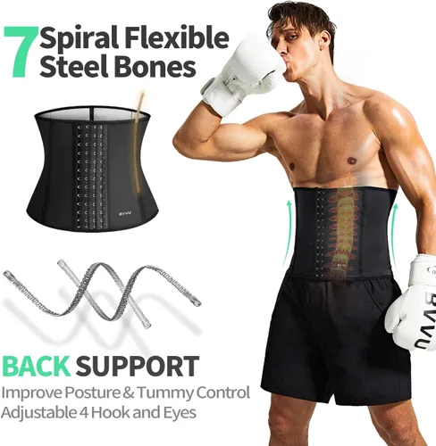 Miniatura 4 de BVVU Entrenador de cintura para hombre, reductor de cintura, control de abdomen, sauna, cinturón de sudor, envoltura para el estómago, soporte