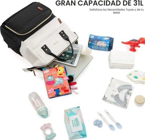 Miniatura 8 de LOVEVOOK Mochila para Pañales, Bolsa de Bebé con Estación de Cambio, Mochila Grande para Pañales para Mamá y Papás, Bolsa Impermeable para Mamá