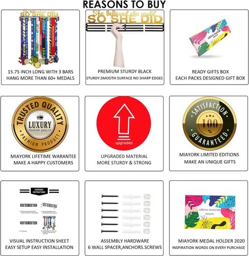 Miniatura 5 de Medal Hanger Display Upgrade-Medal Holder Wall Mount Easy to Install Race Runner for Your Medals