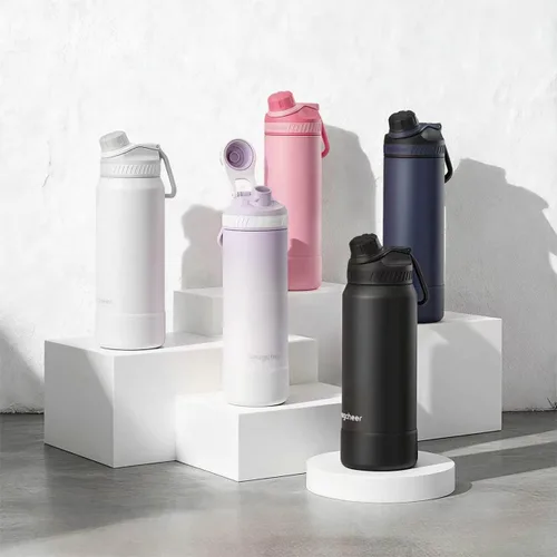 Miniatura 8 de Botella de agua aislada de 24 onzas, acero inoxidable al vacío de doble pared, diseño de boca ancha, botella reutilizable a prueba de fugas