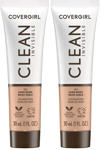 Miniatura 34 de COVERGIRL Maquillaje de base invisible limpio, acabado natural rocío y brillante, cobertura para construir, aspecto suave como la piel, vegano