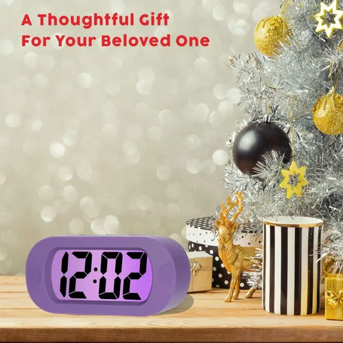 Miniatura 6 de Plumeet Reloj Despertador para Niños Grande Reloj Digital LCD de Viaje con Función de Repetición y Luz Nocturna - Sonido Ascendente y Tamaño de Mano