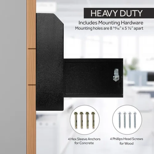 Miniatura 4 de Durabox Caja Fuerte de Depósito con Buzón 12 x 4 x 15 pulgadas de Acero Resistente para Montaje en Pared para Correo, Cartas, Cheques, Llaves, Negro