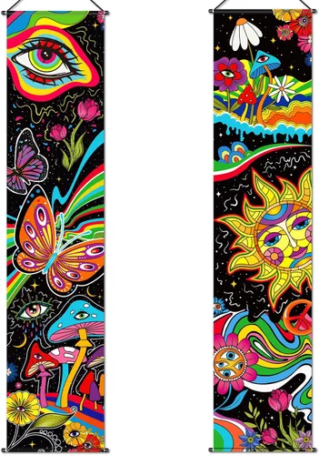 Miniatura 9 de Tiamon 2 pancartas de tapiz hippie para decoración de pared, ojos para colgar en la pared, pavo real, bohemio, colorido, abstracto, telón de fondo