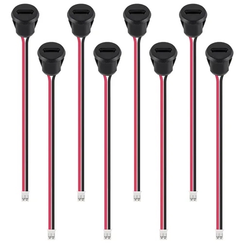 Miniatura 15 de 8pcs Bare Board Type-C Female Chassis Waterproof 2P Solder Wire Type USB C Pigtail Cable Extension Power Cable USB-C Plug to 2 Pin Bare Wire Open