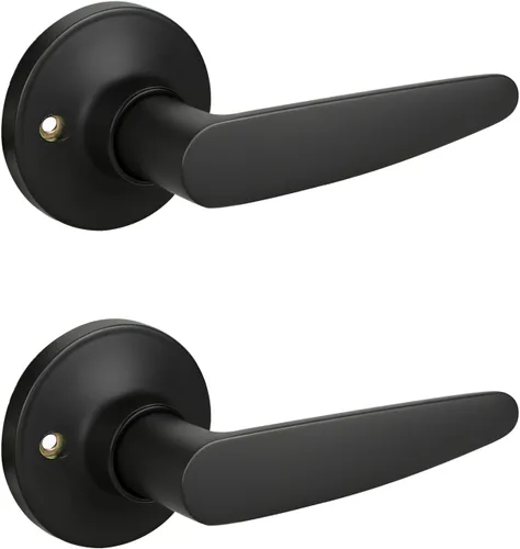 Miniatura 33 de KNOBWELL Juego de 10 manijas de puerta color negro mate, juego de manijas de puerta para privacidad para cama y baño, reversible para lado derecho