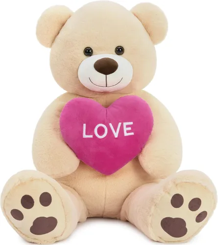 Miniatura 20 de Oso de peluche gigante de 4 pies, color marrón Lifesize Jumbo animal de peluche suave con pajarita y vientre grande para niños y niñas, oso