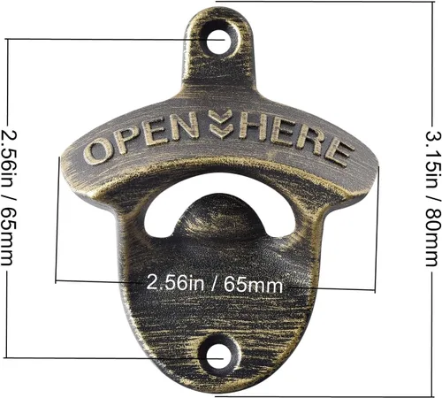 Miniatura 5 de Abridor de botellas de cerveza montado en la pared al aire libre con tapa Catcher cubo tornillo en pared bronce antiguo inoxidable
