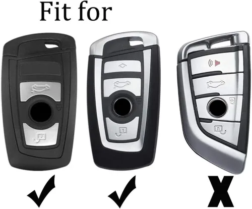 Miniatura 2 de ontto Funda para llavero BMW con llavero de aleación de zinc de metal, piel para llave de cuero, compatible con BMW 1 3 4 5 6 Series, Negro-S
