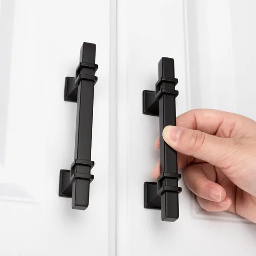 Miniatura 5 de Goldenwarm Paquete de 5 tiradores de gabinete negros de 3 pulgadas de aleación de zinc negro mate para gabinete, manijas de tocador, cajones