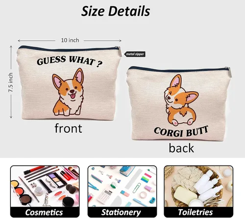 Miniatura 5 de IWXYI Bolsa de maquillaje para perros Corgi,Regalos de Corgi para amantes de Corgi,Bolsa de maquillaje de Corgi,Regalos de Corgi adivina lo que