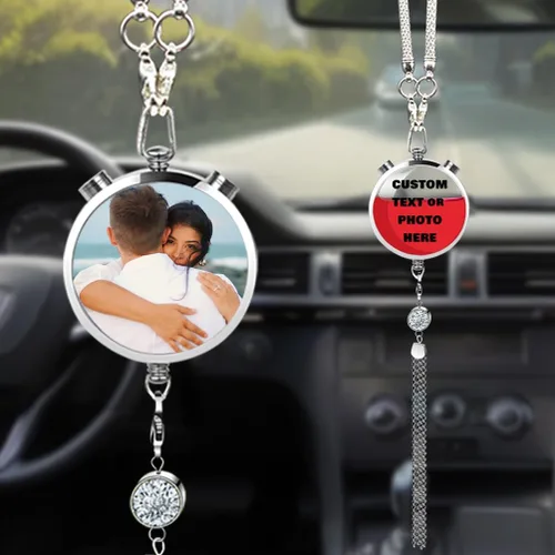 Miniatura 21 de Accesorios de coche colgantes de cristal con foto personalizada para mujeres y hombres, imágenes personalizadas para espejo retrovisor del Style 17