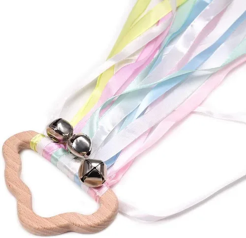 Miniatura 6 de DILIMI Juguetes sensoriales de cometa con cinta de mano, paquete de 2 juguetes de aprendizaje Montessori de mano, arcoíris nube Arco iris claro