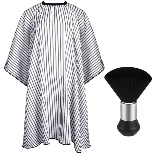 Miniatura 20 de FEBSNOW Capa de peluquería profesional blanca para corte de pelo con cuello ajustable y cepillo de plumero para el cuello, suministros de peluquería