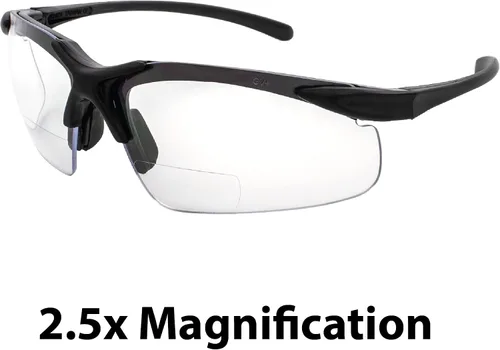 Miniatura 7 de Global Vision Apex - Anteojos de seguridad bifocales UV400 con aumento de 2.50 pulgadas, color transparente y negro, talla L