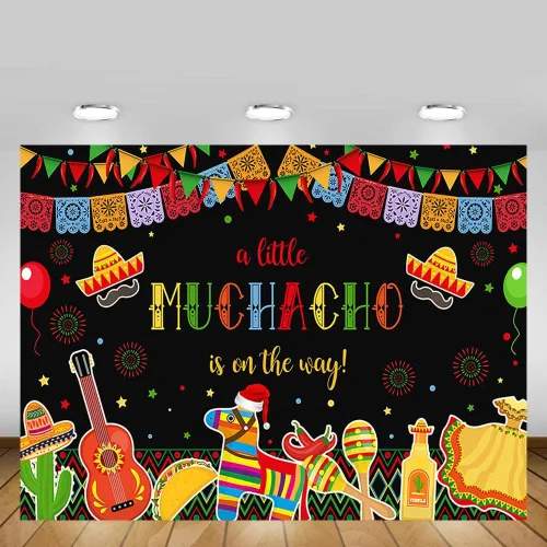 Miniatura 5 de MEHOFOND Fiesta Boy - Telón de fondo para baby shower, mexicano, A Little Muchacho está en camino, cactus Cinco Mayo, fondo de taco, feliz