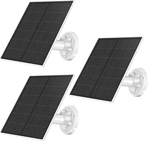 Cargador de panel solar para cámara de seguridad al aire libre, paneles solares de 5 W con adaptador micro USB y USB C para cámara de batería