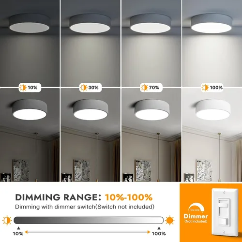 Miniatura 3 de Lámpara LED Regulable de Montaje Empotrado Cerca del Techo, Accesorio de Iluminación de Sala de Estar, Lámparas de Techo Redondas Blancas Modernas