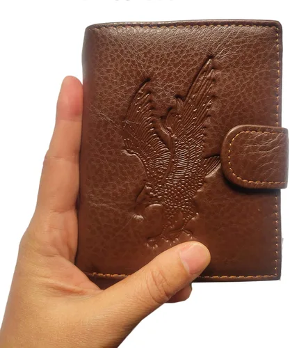 Miniatura 117 de Hombres Cool Eagle Wolf Caballo Totem Cuero Vaca Vertical Cartera Cremallera Multi-tarjeta Titular, Tótem de caballo, Minimalista