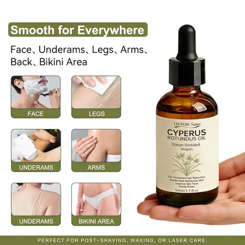 Miniatura 7 de Aceite Cyperus Rotundus para depilación: 100% puro y natural inhibidor del cabello, suero inhibidor del cabello de absorción rápida de los 60 s