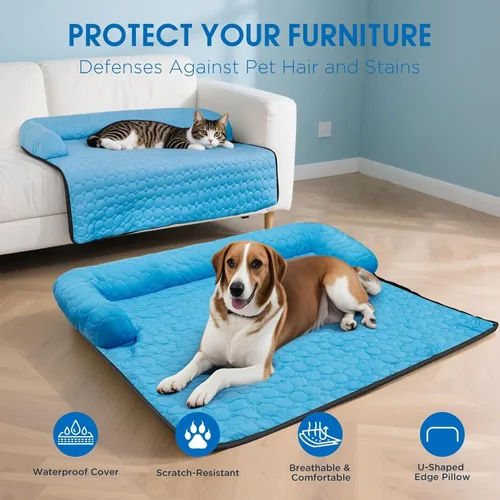 Miniatura 3 de Cama refrescante extra grande para perros, tapete refrescante para perros Sofá cama lavable a máquina, funda de manta impermeable y antideslizante