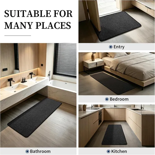 Miniatura 3 de YIHOUSE Juego de alfombras de baño de 3 piezas, alfombras de baño suaves de pelo bajo, tapetes de baño delgados antideslizantes, de secado rápido
