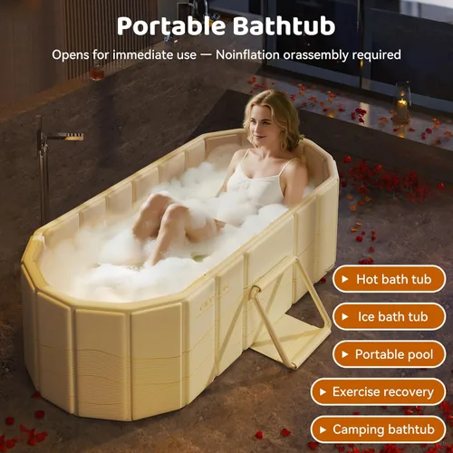 Miniatura 4 de Bañera Plegable Portátil, Bañera Independiente Sin Instalación, Bañera de Remojo SPA para Baño, Cabina de Ducha Plegable para Baños Calientes