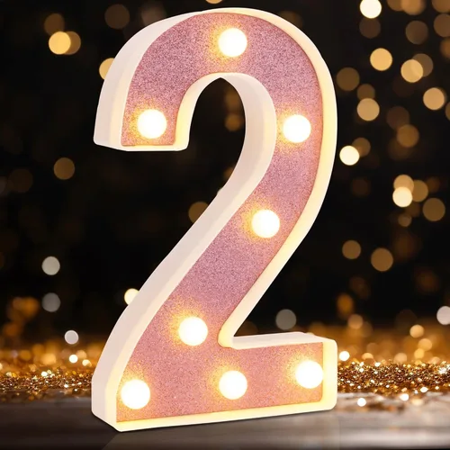 Miniatura 34 de Letras pequeñas de marquesina LED, letras iluminadas, letras LED de 8.58 pulgadas, letrero iluminado a pilas para mesa, fiesta, cumpleaños