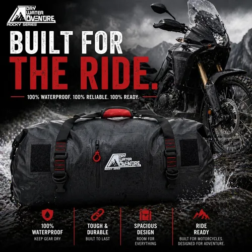 Miniatura 2 de Bolsa de lona impermeable de 60 litros – Bolsa seca de grado marino con correas de amarre para motocicleta, touring, canotaje, camping sello