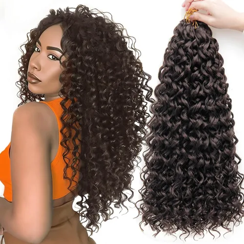 Miniatura 45 de 8 Paquetes de Cabello Rizado con Ganchillo GoGo, Cabello Rizado con Ganchillo para Mujeres Negras, Trenzado de Onda Profunda, Cabello Sintético