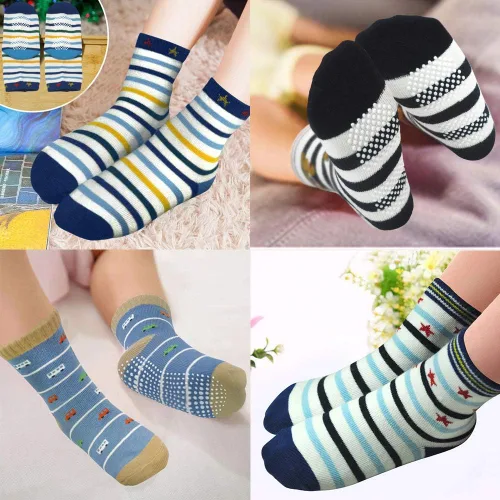 Miniatura 2 de Calcetines antideslizantes para niños pequeños con agarre 12 pares de calcetines antideslizantes para niños y niñas para niños de 1 a 7 años