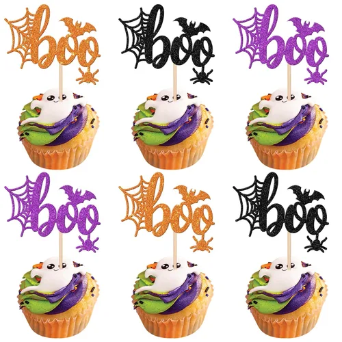 Miniatura 41 de 30 piezas de adornos para cupcakes con purpurina – Púas de cupcakes de Halloween para niños, cumpleaños, festival, fiesta, decoración de pasteles
